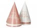 Creme rose Happy Birthday mini party hats 6pcs