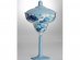 Clear margarita cup with blue high pedestal and blue cover cup for the candy bar