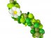 DIY balloon garland in green color with a daisy shaped balloon