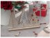Wooden centerpiece table decoration with 3 Christmas trees and their red stars