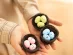 Decorative nests with blue, pink and green color Easter eggs