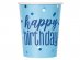 Glitz blue Happy Birthday paper cups 8pcs
