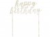 Gold fleck acrylic cake topper with Happy Birthday letters