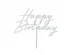 Happy Birthday silver with glitter acrylic cake topper 18cm x 16,5cm
