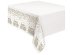 Happy Birthday white tablecover with gold print 137cm x 213cm