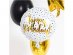 Foil balloon for a birthday party decoration with black dots and gold letters print