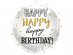 Happy Birthday foil balloon with gold dots 45cm