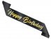 Happy Birthday black sash with gold letters