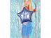 Star shaped blue foil balloon with Happy Birthday holographic print
