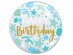 Happy Birthday blue stars sphere clear balloon 55cm