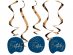 Happy Birthday blue swirl decorations 5pcs