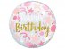 Happy Birthday pinks stars sphere clear balloon 55cm