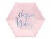 Happy Birthday pink hexagonal paper plates with holographic print 6pcs