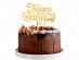 Cake topper for the birthday cake decoration in gold color with Happy Birthday letters