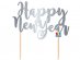 Ασημί Happy New Year διακοσμητικό για την βασιλόπιτα