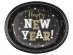 Happy New Year large paper plates in oval shape 8pcs