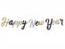 Happy New Year μαύρη, ασημί και χρυσή γιρλάντα με γκλίτερ 250εκ