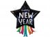 Happy New Year super shape star balloon with colorful tails 91cm