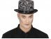 Black top hat for adults with skulls design