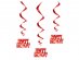 Happy Birthday red swirl decorations 3pcs