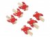 Red crabs decorative wooden pegs 6pcs