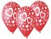 Κόκκινα Μπαλόνια Λάτεξ με Άσπρες Καρδιές (5τμχ)