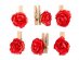 Red rose decorative pegs 6pcs
