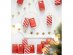 Red paper bags with gold star stickers for an advent calendar