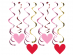 Hanging swirl decorations with red and pink hearts 8pcs