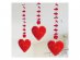 Red hanging hearts 3pcs