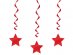 Red stars hanging swirl decorations 3pcs