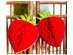 Hanging paper honeycomb decoration in the shape of a strawberry