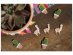 Wooden table confetti in the shape of llama and cactus