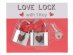 The locks of love in silver color with red hearts design for the Valentine's day