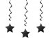 Black stars hanging swirl decorations 3pcs