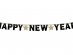 Μαύρη Happy New Year γιρλάντα με ασημένιες και χρυσές λεπτομέρειες 180εκ