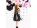 Black cape for girls with gold details for a Halloween or Carnival theme party