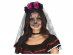 Wearable party accessories, black headband with black and purple flowers and a black veil