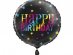 Black foil balloon with rainbow Happy Birthday print 45cm