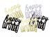 Happy Birthday metallic table confetti in black, gold and silver color 14g