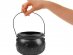 Small blck color cauldron with black flames embossed design on the bottom of it