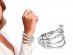 Skeleton hand large metallic bracelet for Halloween and Carnival