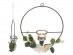 Hanging decorative metal wreath with flowers and tealight holder
