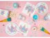 Small paper plates with iridescent details from the Unicorn with Flowers collection