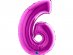 Large foil balloon in the shape of number 6 in purple color 100cm