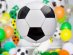 Sphere shaped foil balloon with the soccer ball design