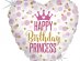 Καρδιά Happy Birthday Princess Ροζ Και Χρυσό Πουά Ολογραφικό Τύπωμα Για Γενέθλια Μπαλόνι Foil
