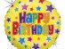 Yellow With Colourful Stars Happy Birthday Holographic Design Ballon Foil