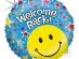 Welcome Back Foil Balloon with Colorful Stars and Emoji smile