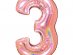 Ροζ Χρυσό Με Ολογραφικό Τύπωμα Μπαλόνι Supershape Αριθμός-Νούμερο 3 (100εκ)